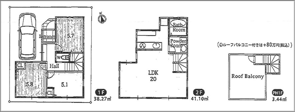 Building plan example (floor plan). Building plan example building price 15.8 million yen, Building area 82.81 sq m