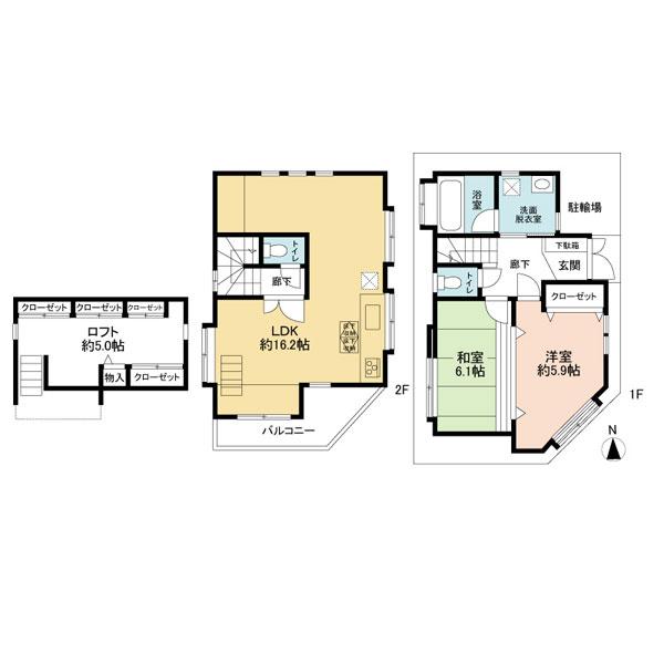 Floor plan. 33,800,000 yen, 2LDK, Land area 52 sq m , Building area 66.99 sq m