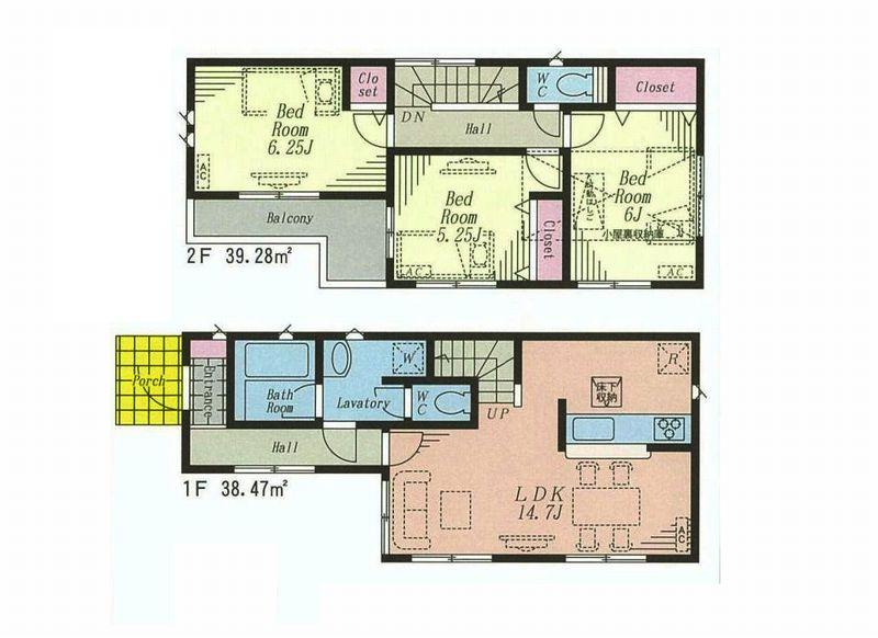 Floor plan. 52,800,000 yen, 3LDK, Land area 79.95 sq m , Building area 77.75 sq m