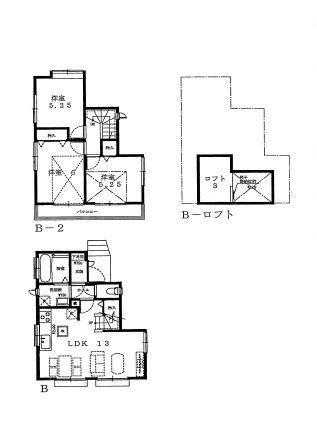 Floor plan. (B Building), Price 53,800,000 yen, 3LDK, Land area 84.12 sq m , Building area 67.06 sq m