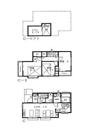Floor plan. (C Building), Price 52,800,000 yen, 3LDK, Land area 84.9 sq m , Building area 67.9 sq m
