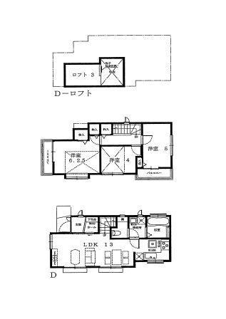 Floor plan. (D Building), Price 51,800,000 yen, 3LDK, Land area 84.65 sq m , Building area 67.17 sq m