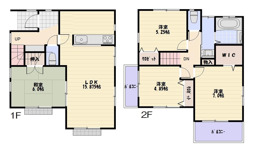 Floor plan. (Building 2), Price 52,800,000 yen, 4LDK, Land area 90.75 sq m , Building area 90.46 sq m