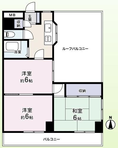 Floor plan. 3K, Price 21,800,000 yen, Occupied area 46.08 sq m , Balcony area 17.76 sq m