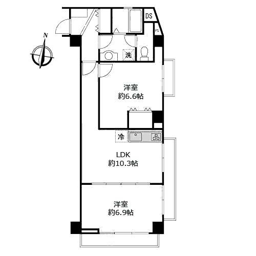 Floor plan. 2LDK, Price 26,800,000 yen, Occupied area 54.37 sq m , Balcony area 5 sq m