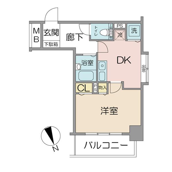 Floor plan. 1DK, Price 16,900,000 yen, Occupied area 30.25 sq m , Balcony area 4.7 sq m