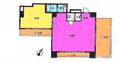Floor plan. 1LDK, Price 18 million yen, Footprint 59.5 sq m , Balcony area 32 sq m