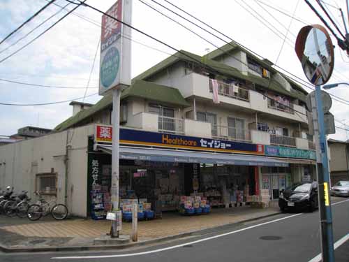 Dorakkusutoa. Seijo 245m until the pharmacy (drugstore)