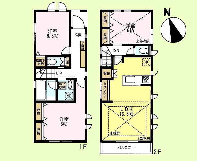 Floor plan. (B Building), Price 58,800,000 yen, 3LDK, Land area 112.31 sq m , Building area 87.4 sq m