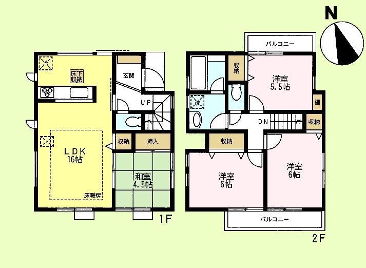 Floor plan. (A Building), Price 60,800,000 yen, 4LDK, Land area 112.5 sq m , Building area 87.03 sq m