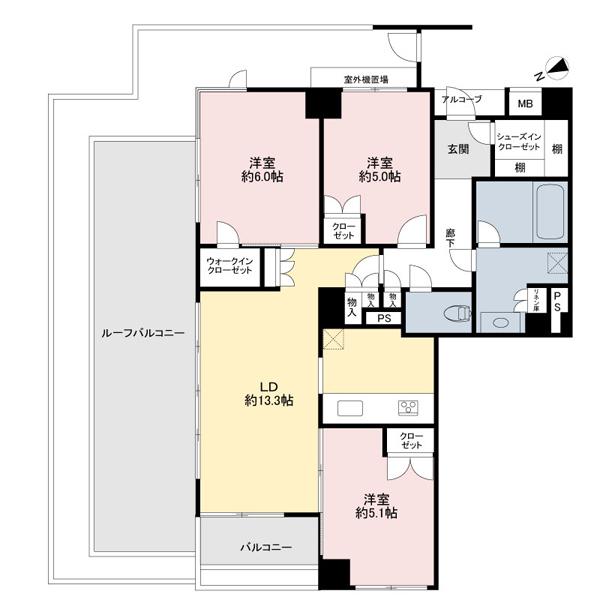 Floor plan. 3LDK, Price 65,700,000 yen, Occupied area 70.08 sq m , Balcony area 4.24 sq m