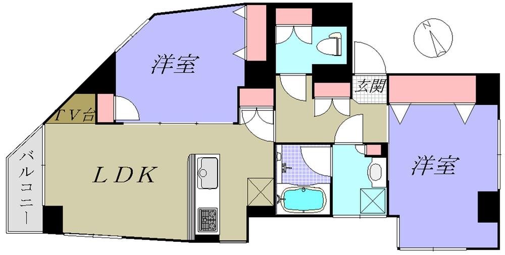 Floor plan. 2LDK, Price 21,800,000 yen, Occupied area 46.35 sq m , Balcony area 2 sq m 2013 October interior renovation implementation