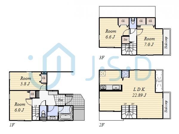 Floor plan. 66,800,000 yen, 3LDK+S, Land area 72.25 sq m , Building area 114.26 sq m