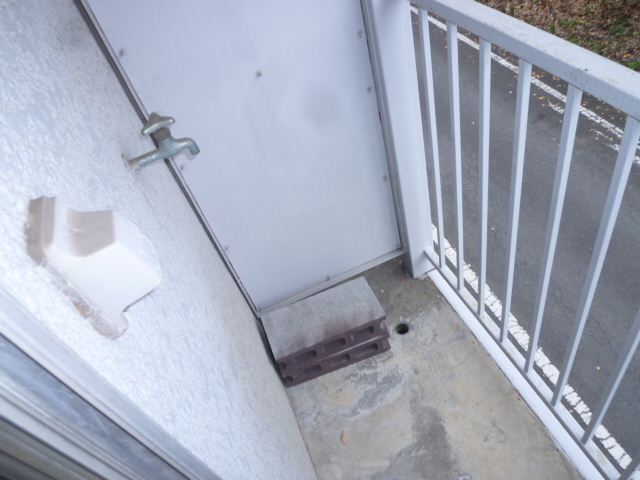 Balcony. Outdoor washing machine Storage