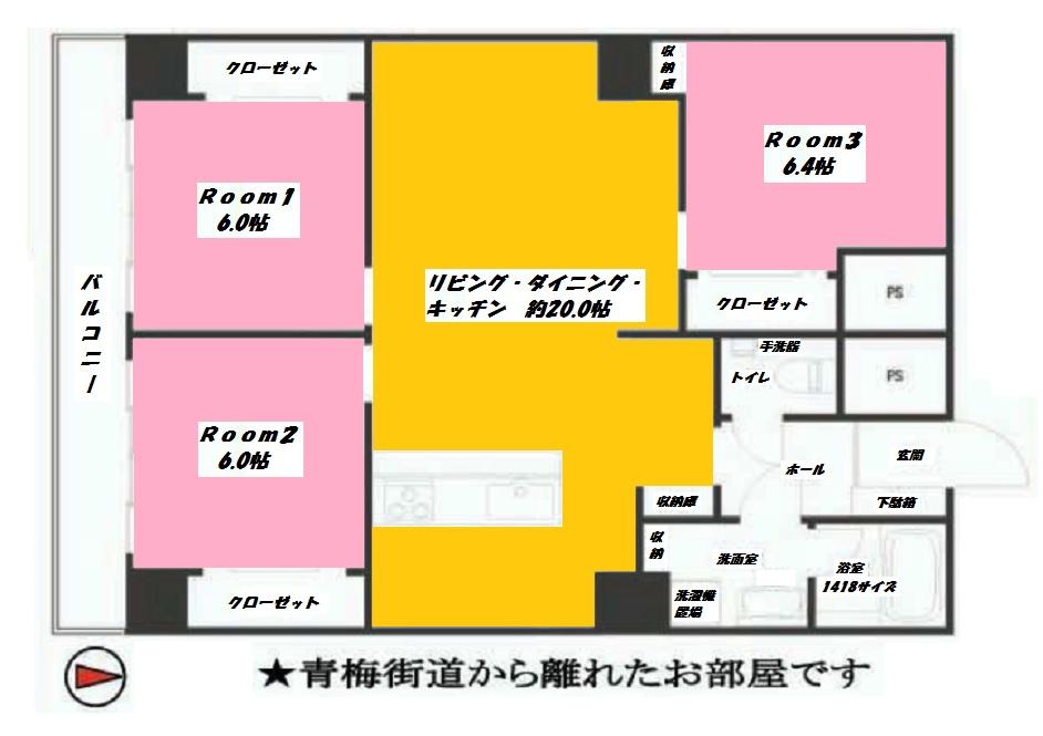 Floor plan. 3LDK, Price 39,800,000 yen, Occupied area 84.92 sq m , Balcony area 6.5 sq m Koenji Plaza Floor plan