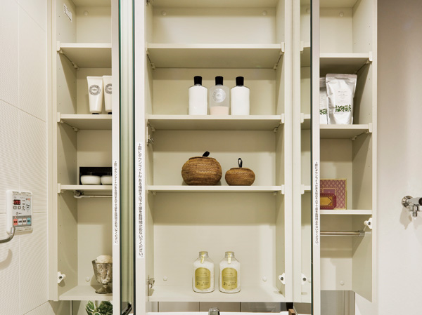 Other.  [Three-sided mirror back storage] Three-sided mirror back storage of the powder room can be stored and toiletries.