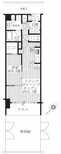 Floor plan. 1LDK, Price 31,800,000 yen, Occupied area 42.78 sq m