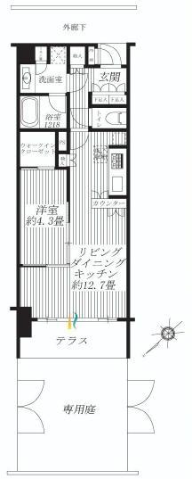 Floor plan. 1LDK ・ Occupied area 42.78 sq m