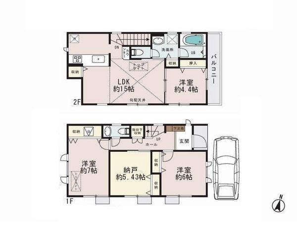 Floor plan. 48,800,000 yen, 4LDK, Land area 78.06 sq m , Building area 89.88 sq m