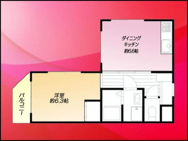 Floor plan. 1DK, Price 25,800,000 yen, Footprint 32.6 sq m , Balcony area 2.2 sq m