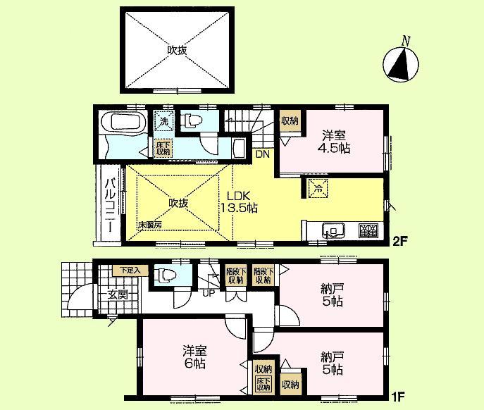 Floor plan. (A Building), Price 55,500,000 yen, 2LDK+2S, Land area 82.4 sq m , Building area 81.11 sq m