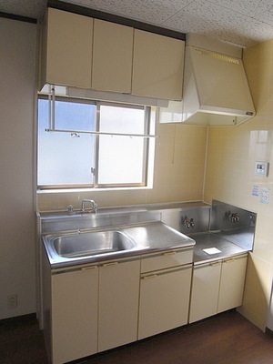 Kitchen. It will be new gas two-burner system K with grill There is also a window, 