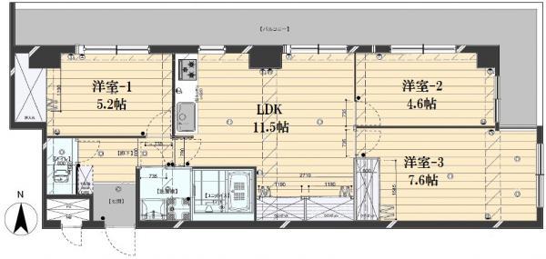 Floor plan. 3LDK, Price 24,800,000 yen, Occupied area 64.82 sq m , Balcony area 20.28 sq m