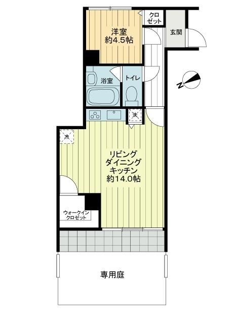 Floor plan. 1LDK, Price 19,800,000 yen, Occupied area 42.74 sq m Floor