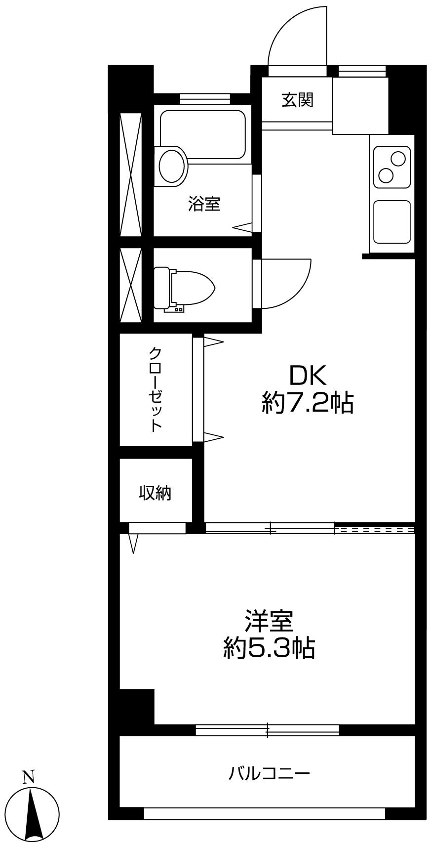Floor plan. 1DK, Price 11.8 million yen, Occupied area 29.64 sq m , Balcony area 3.42 sq m