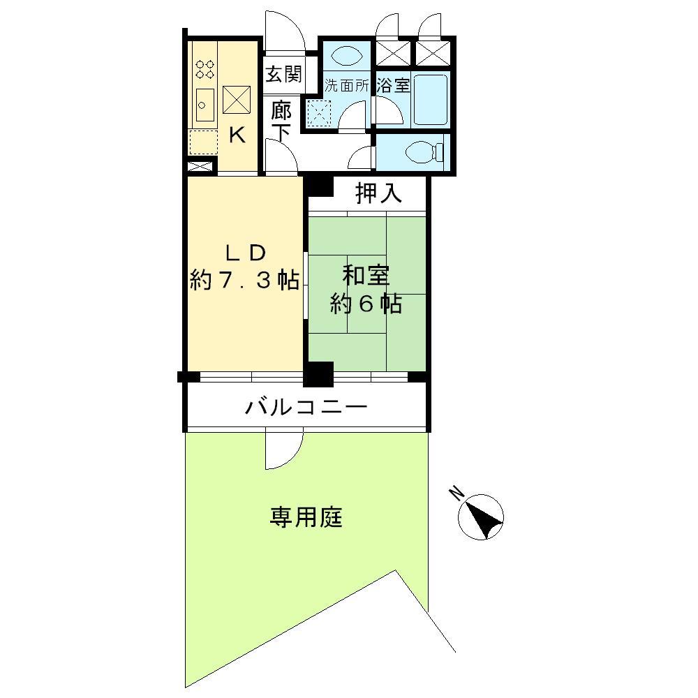 Floor plan. 1LDK, Price 24,800,000 yen, Occupied area 42.94 sq m , Balcony area 6.71 sq m