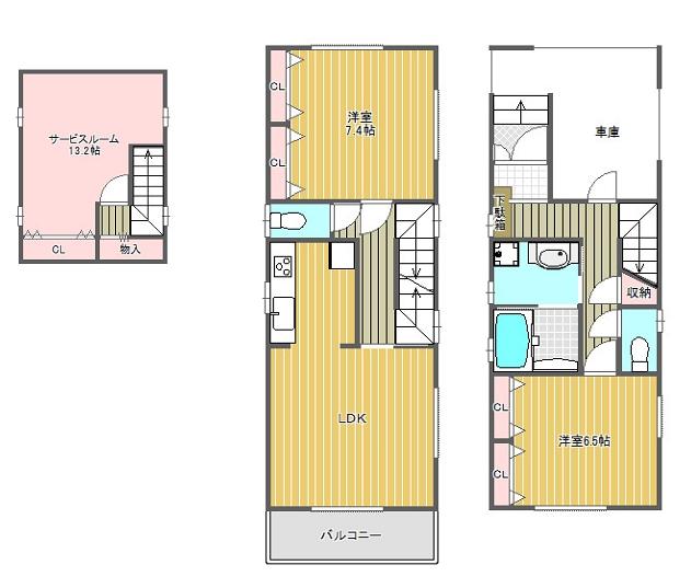 Floor plan. 49,800,000 yen, 3LDK, Land area 77.18 sq m , Building area 91 sq m Floor