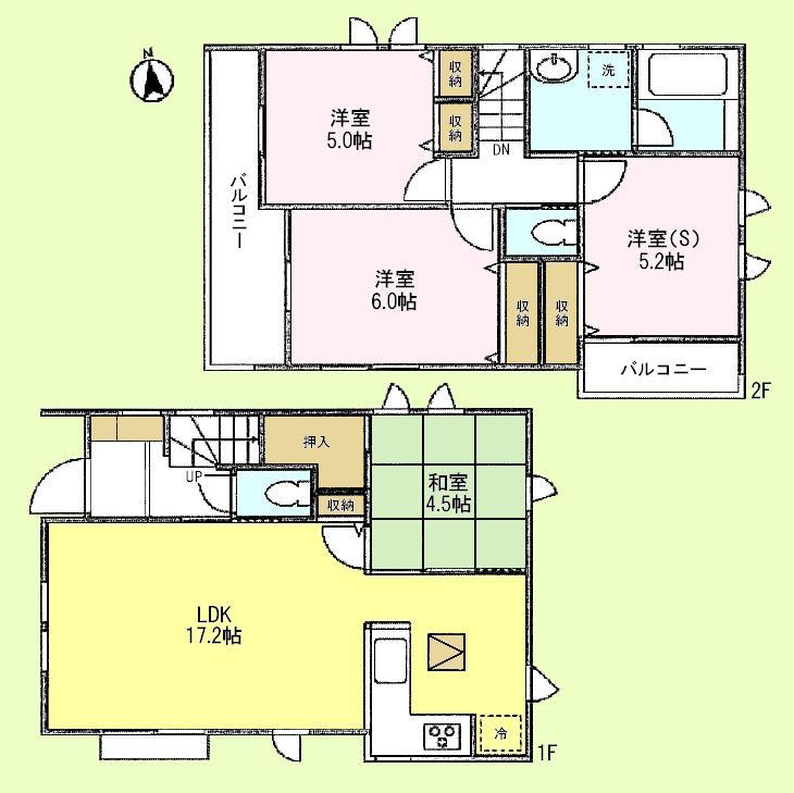Floor plan. 59,800,000 yen, 3LDK + S (storeroom), Land area 86.95 sq m , Building area 86.94 sq m
