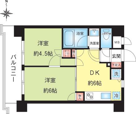 Floor plan. 2DK, Price 20 million yen, Occupied area 34.68 sq m , Balcony area 6.94 sq m