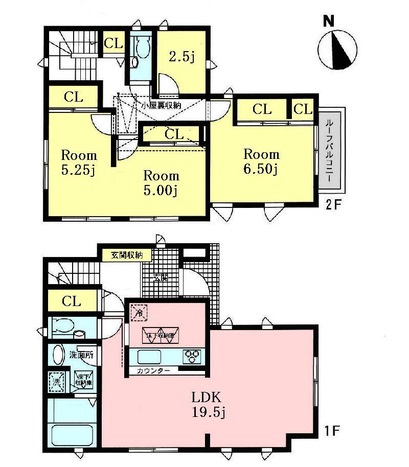 Floor plan. 59,800,000 yen, 3LDK, Land area 103.31 sq m , Building area 97.29 sq m