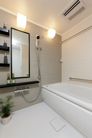 Bathing-wash room.  [Bathroom] Heal slowly tired of the day, Relaxation Room. Fired add from hot water clad in one remote control switch, It has been adopted, such as automatically perform Otobasu function warmth.