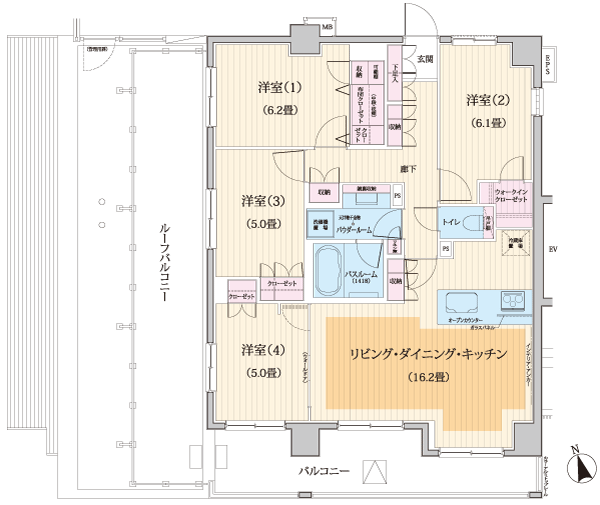 Room and equipment. 90A type floor plan