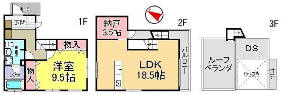 Floor plan. 62,800,000 yen, 1LDK + S (storeroom), Land area 85.51 sq m , Building area 84.98 sq m