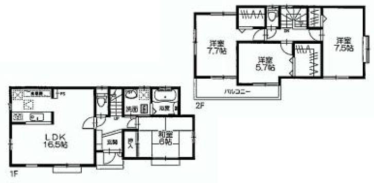 Floor plan. (1 Building), Price 63,800,000 yen, 4LDK, Land area 167.31 sq m , Building area 103.5 sq m