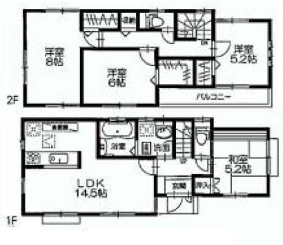 Floor plan. (Building 2), Price 65,800,000 yen, 4LDK, Land area 120 sq m , Building area 95.22 sq m