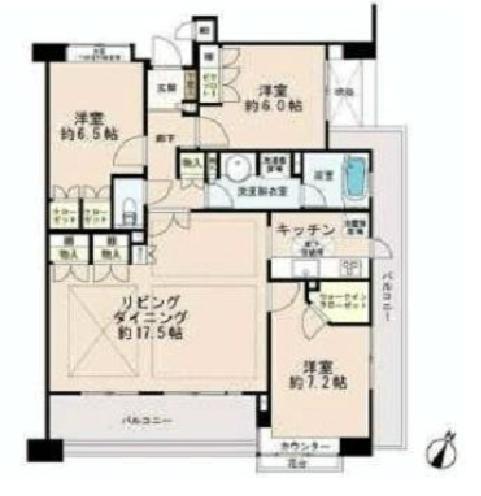 Floor plan. 3LDK, Price 56,500,000 yen, Occupied area 89.33 sq m , Balcony area 20 sq m