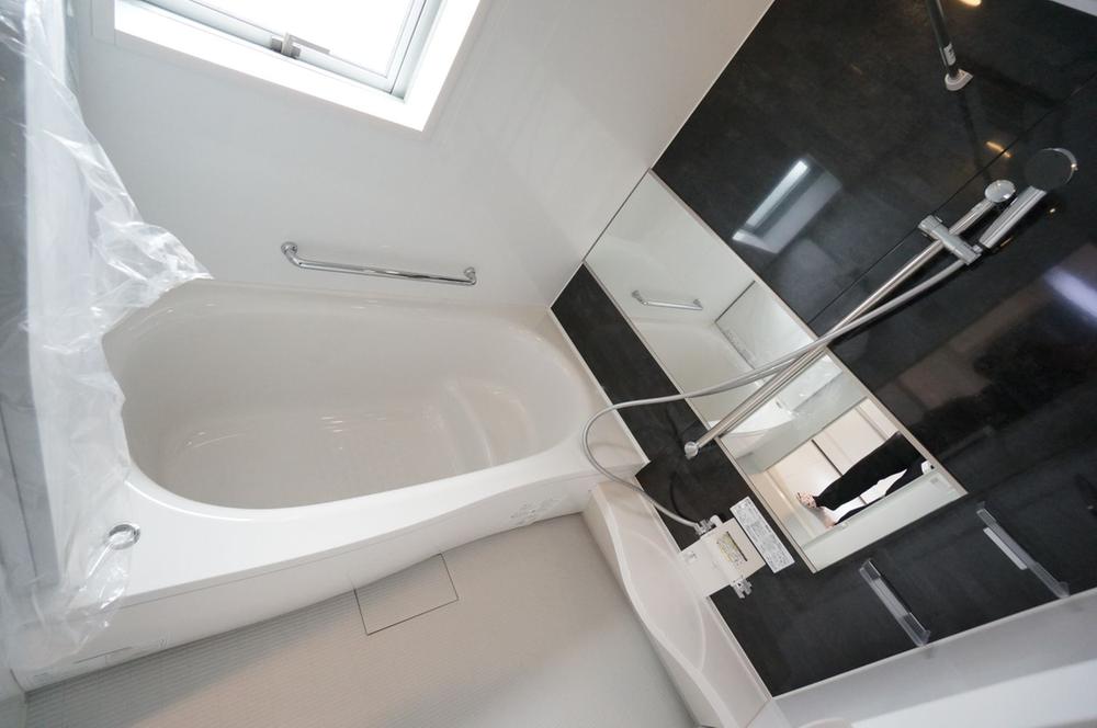 Bathroom. Stylish bathroom of black × white. Bathing will be fun.