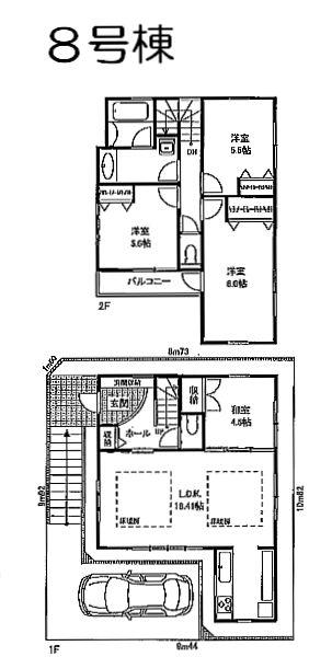 Floor plan. 80 million yen, 4LDK, Land area 100.1 sq m , Building area 98.13 sq m 8 Building Floor plan