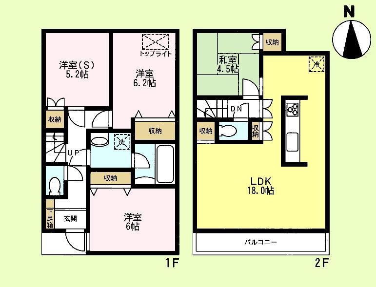 Floor plan. (B Building), Price 59,800,000 yen, 3LDK+S, Land area 98.51 sq m , Building area 91.08 sq m