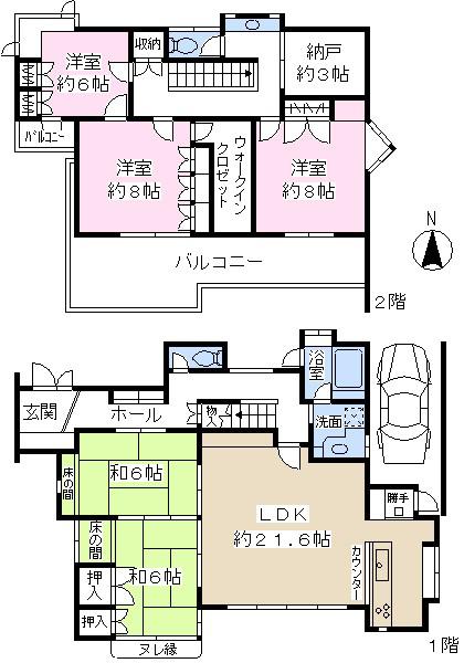 Floor plan. 74,950,000 yen, 5LDK + S (storeroom), Land area 145 sq m , Building area 145.11 sq m