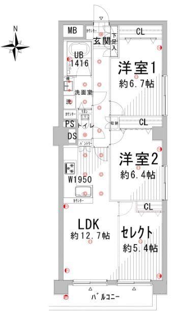 Floor plan. 3LDK, Price 39,700,000 yen, Occupied area 73.11 sq m , Floor select possible on the balcony area 6.77 sq m 2LDKor3LDK Free