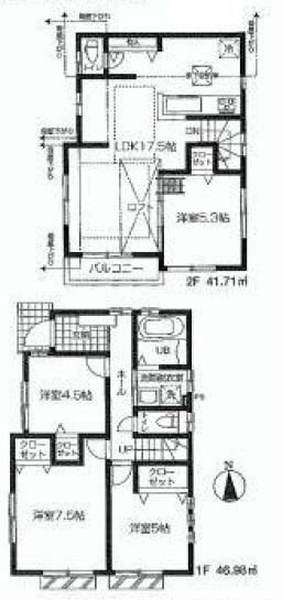 Floor plan. (3 Building), Price 51,800,000 yen, 4LDK, Land area 105.61 sq m , Building area 88.69 sq m