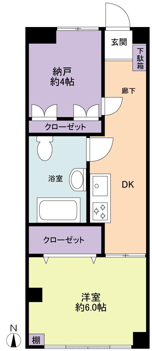 Floor plan. 1DK + S (storeroom), Price 14.8 million yen, Occupied area 35.71 sq m , Balcony area 4.42 sq m