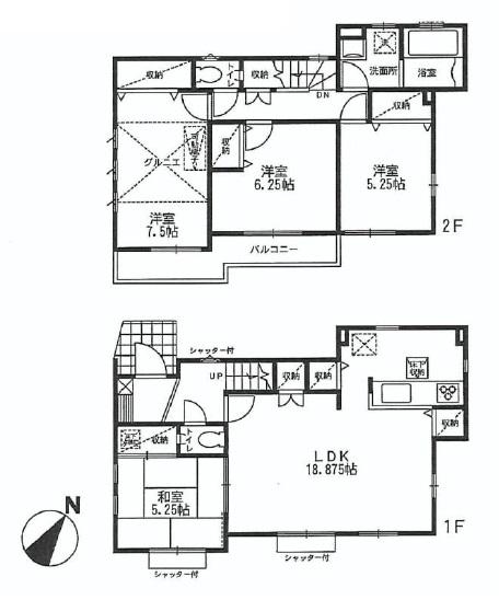 60,800,000 yen, 4LDK, Land area 118.62 sq m , Building area 102.46 sq m