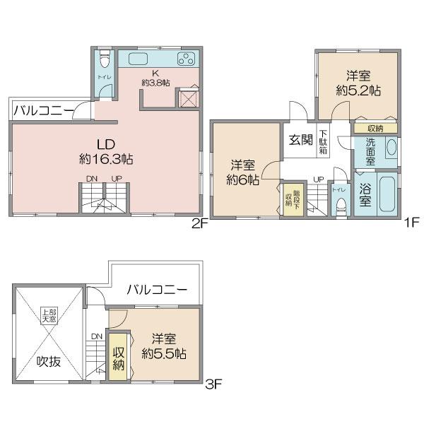 Floor plan. 59,800,000 yen, 3LDK, Land area 78.18 sq m , Building area 85.28 sq m