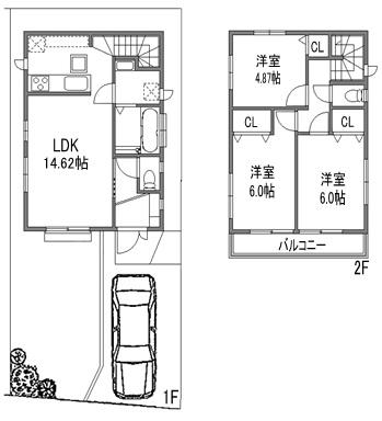 Floor plan. (3 Building), Price 51,800,000 yen, 3LDK, Land area 96.1 sq m , Building area 76.18 sq m
